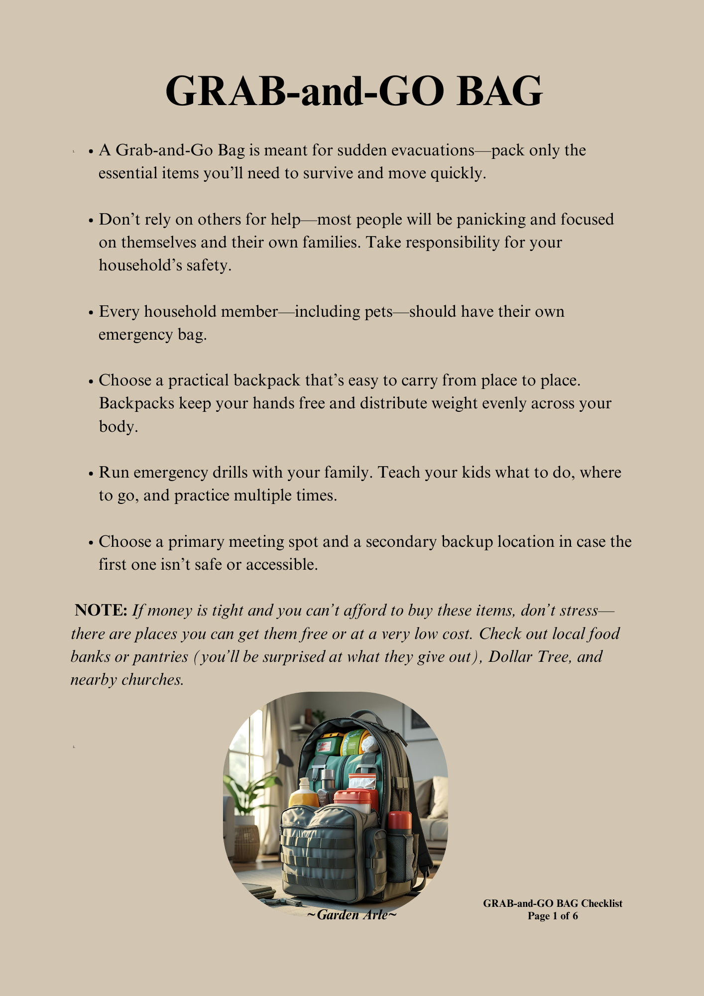 EMERGENCY PREPAREDNESS CHECKLISTS