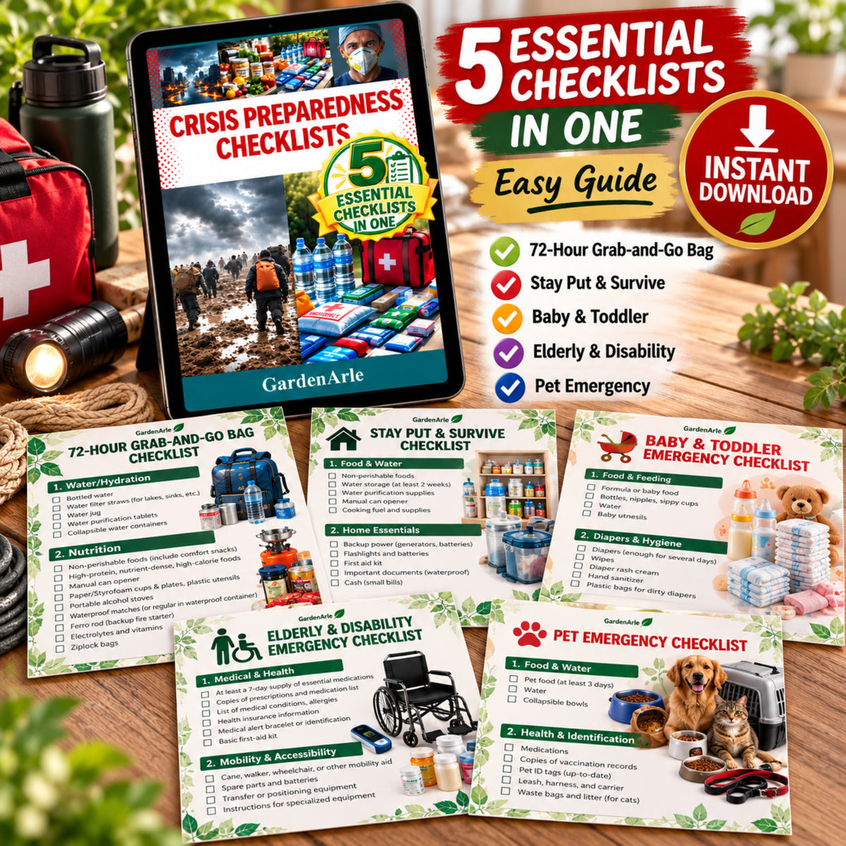 Crisis Preparedness Checklists Bundle — 5 Essential Emergency Checklists